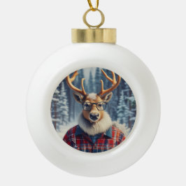 Hipster Rentier Snowflake Gerahmte Ornament
