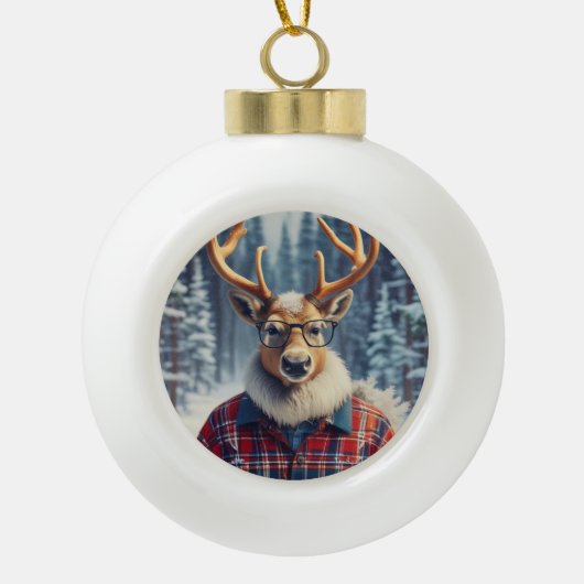 Hipster Rentier Snowflake Gerahmte Ornament (Vorderseite)