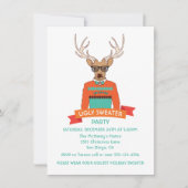 Hipster Rentiere hässliche Weihnachtspulli Party i Einladung (Vorderseite)