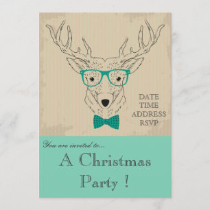 Hipster Rentiere Weihnachtsfeiertage Party Einladu Einladung