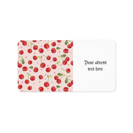 Hipster, Retro, Kirsche, Muster, Rot, Rosa, Blass, Adressaufkleber (Vorne)