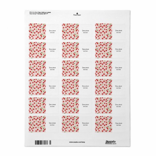 Hipster, Retro, Kirsche, Muster, Rot, Rosa, Blass, Adressaufkleber (Vorne)