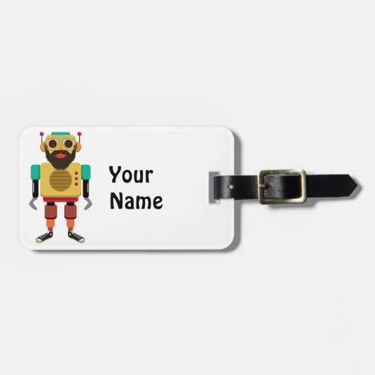 Hipster Retro Robot Gepäckanhänger (Vorderseite horizontal)
