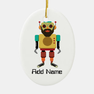Hipster Retro Robot Keramik Ornament