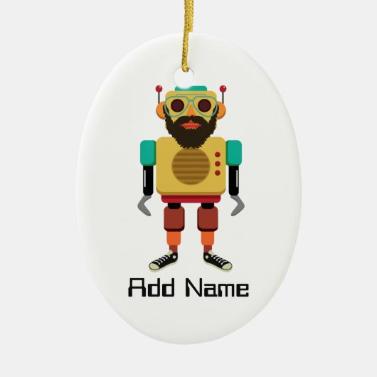 Hipster Retro Robot Keramik Ornament (Vorne)