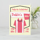 Hipster Retro Rosa Bowling Rockabilly Einladung (Stehend Vorderseite)