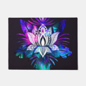 Hipster Retro Tech Aquamarine Lila Lotus Blume Lea Fußmatte (Vorderseite)