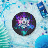 Hipster Retro Tech Aquamarine Lila Lotus Blume Lea Pappteller (Party)