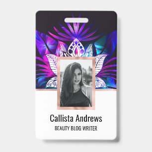 Hipster Retro-Tech Türkis Lila Lotusblume Blatt Ausweis