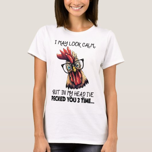 Hipster Rooster Funny Sprichwort T-Shirt (Vorderseite)