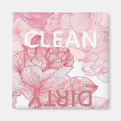 Hipster Rosa Blumenmuster saubere, schmutzige Gesc Magnet (Vorne)