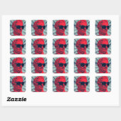 Hipster rote Statue Quadratischer Aufkleber (Blatt)