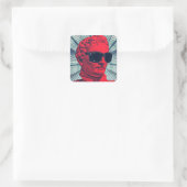 Hipster rote Statue Quadratischer Aufkleber (Tasche)