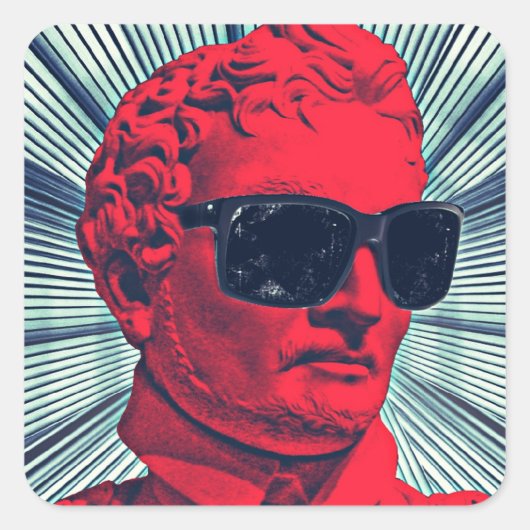 Hipster rote Statue Quadratischer Aufkleber (Vorderseite)