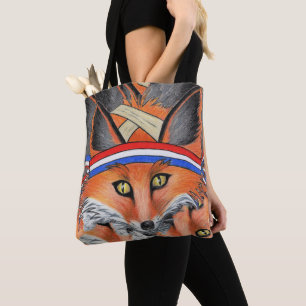 Hipster Rotfuchs Collage Tier Patriotisches Stirnb Tasche