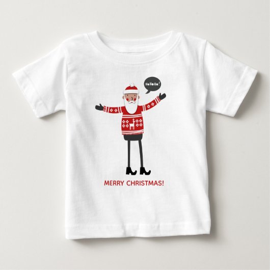 Hipster Santa Benutzerdefinierter Text Baby T-shirt (Vorderseite)