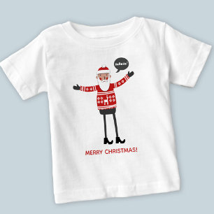 Hipster Santa Benutzerdefinierter Text Baby T-shirt