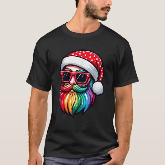 Hipster Santa Claus mit Rainbow Beard Funny Chris T-Shirt (Vorderseite)