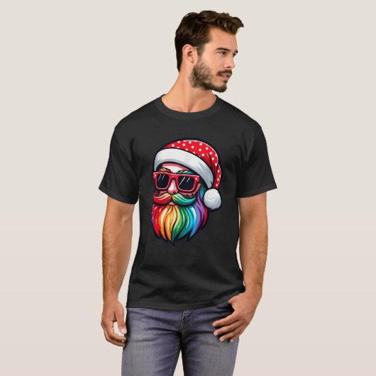 Hipster Santa Claus mit Rainbow Beard Funny Chris T-Shirt (Vorne ganz)