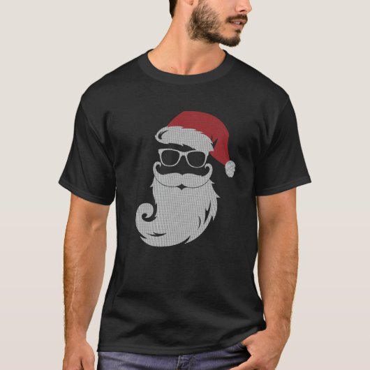 Hipster Santa Claus mit Sonnenbrille hässlich Weih T-Shirt (Vorderseite)