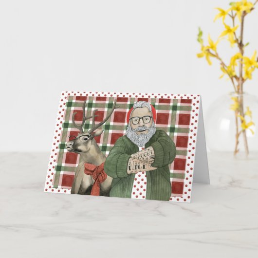 Hipster Santa Collection Karte (Gelbe Blume)