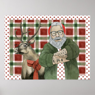 Hipster Santa Collection Poster