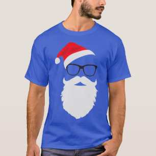 Hipster Santa Face mit Hutbart Glasses Christma T-Shirt