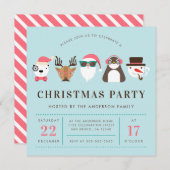 Hipster Santa & Friends Party Einladung (Vorne/Hinten)
