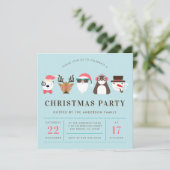 Hipster Santa & Friends Party Einladung (Stehend Vorderseite)