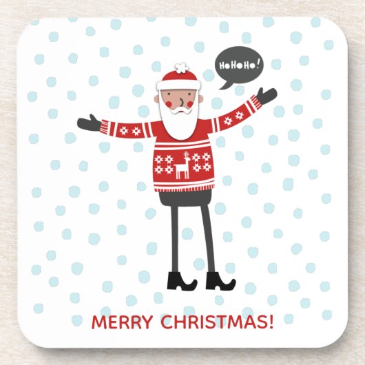 Hipster Santa Getränkeuntersetzer (Vorderseite)