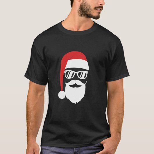 Hipster Santa mit Bart und Sonnenbrille Weihnachte T-Shirt (Vorderseite)