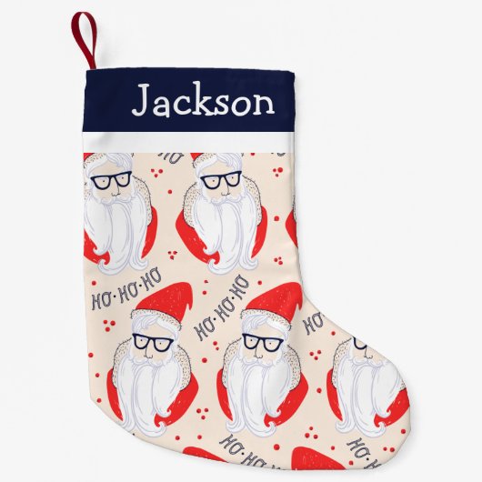 Hipster Santa Monogram Kleiner Weihnachtsstrumpf (Vorderseite)