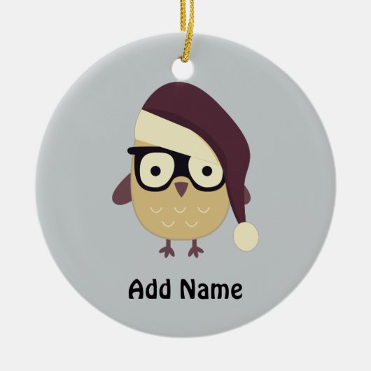 Hipster Santa Owl Keramikornament (Vorne)