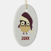 Hipster Santa Owl Keramikornament (Rechts)