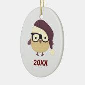 Hipster Santa Owl Keramikornament (Links)