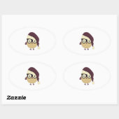 Hipster Santa Owl Ovaler Aufkleber (Blatt)