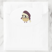 Hipster Santa Owl Ovaler Aufkleber (Tasche)