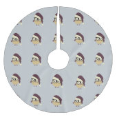 Hipster Santa Owl Polyester Weihnachtsbaumdecke (Vorderseite)
