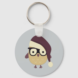 Hipster Santa Owl Schlüsselanhänger