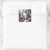 Hipster Santa Strike a Pose Quadratischer Aufkleber (Tasche)