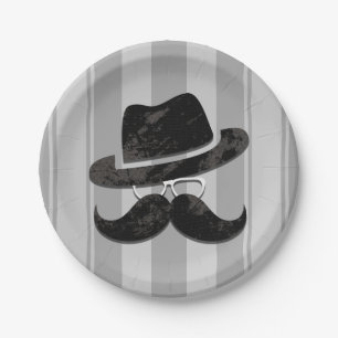 Hipster-Schnurrbart-Hut-Brille-Birthday-Party Pappteller