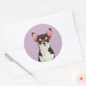 Hipster Schwarz-Weiß-Coat Chihuahua Sticker (Umschlag)