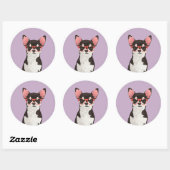 Hipster Schwarz-Weiß-Coat Chihuahua Sticker (Blatt)