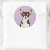 Hipster Schwarz-Weiß-Coat Chihuahua Sticker (Tasche)