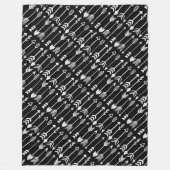 Hipster Schwarz-Weiß-Muster Fleecedecke (Vorderseite)