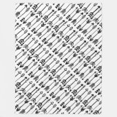 Hipster Schwarz-Weiß-Muster Fleecedecke (Vorderseite)