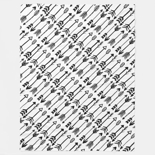 Hipster Schwarz-Weiß-Muster Fleecedecke (Vorderseite)