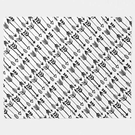 Hipster Schwarz-Weiß-Muster Fleecedecke (Vorderseite (Horizontal))