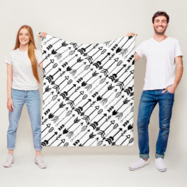 Hipster Schwarz-Weiß-Muster Fleecedecke