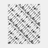 Hipster Schwarz-Weiß-Muster Fleecedecke (Vorderseite)